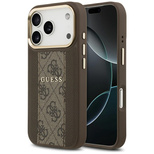 Guess 4G Stripe MagSafe Hülle für iPhone 17 Pro - Braun