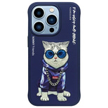 Etui Nimmy Glasses Cool Cat na iPhone 15 Pro  - niebieskie