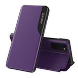 Eco Leather View Case elegant bookcase type case with kickstand for Samsung Galaxy A72 4G purple