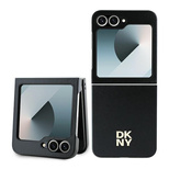 DKNY Leather Metal Stack Logo Case for Samsung Galaxy Z Flip 6 - Black