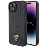 Guess Croco Triangle Metal Logo case for iPhone 15 - black