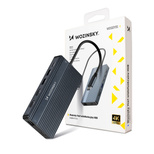 Hub USB-C 14 w 1 Wozinsky WDS03Y5S wielofunkcyjny, aluminiowy, do 3 monitorów, z kablem 15 cm  - szary