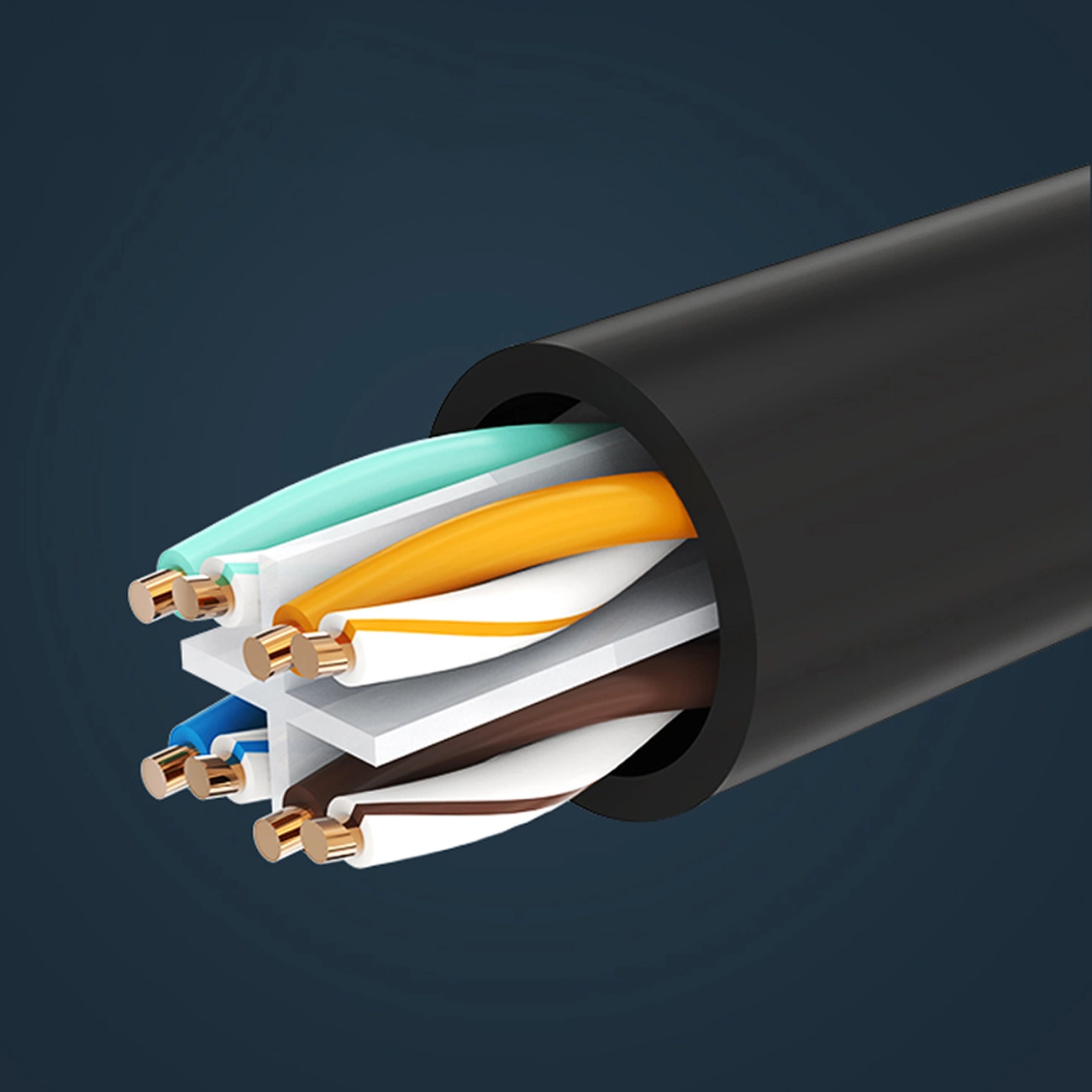 Cross-section of the Ugreen NW112 Ethernet network cable