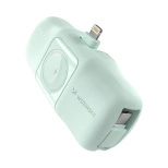 Wozinsky WF16-YLS 5000 mAh 15 W Lightning Mini-Powerbank mit integriertem USB-C-Kabel und Apple Watch Ladegerät – Grün
