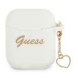 Guess GUA2LSCHSH AirPods 1/2-Abdeckung weiß/weiß Silikon-Charm-Herz-Kollektion