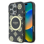 Guess IML Peony On 4G Background MagSafe Case for iPhone 16 Pro Max - Black