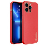 Dux Ducis Yolo elegant case made of soft TPU and PU leather for iPhone 13 Pro Max red