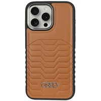 Etui Audi Synthetic Leather z MagSafe na iPhone 15 Pro - brązowe