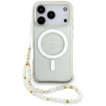 Guess IML Glitter Pearl Strap MagSafe Case für iPhone 17 Pro Max - Transparent