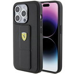 Ferrari Grip Stand Metal Logo case for iPhone 15 Pro Max - black