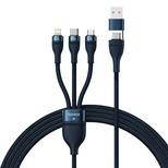 Baseus Flash Series II cable USB Type C / USB Type A - USB Type C / Lightning / micro USB 100 W 1.2 m blue (CASS030103)