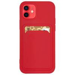 Card Case Silicone Wallet Case with Card Slot Documents for Samsung Galaxy A22 4G Red