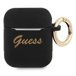 Etui Guess Silicone Vintage Script na AirPods 1/2 - czarne