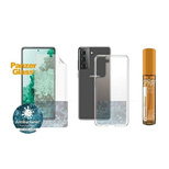 Zestaw ochronny PanzerGlass do Samsung Galaxy S21 folia TPU + etui ClearCase + płyn czyszczący 30ml