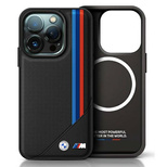 Etui BMW M Meshed Tricolor Stripes MagSafe na iPhone 16 Pro Max - czarne