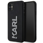 Karl Lagerfeld KLHCN613DMBKCK iPhone 11 / Xr 6,1" schwarz/schwarzes Hartschalengehäuse mit 3D-Gummi-Glitzerlogo