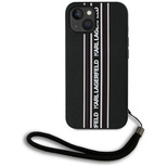 Etui Karl Lagerfeld Saffiano Athleisure Stripes Cord na iPhone 15 - różowe