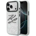 Karl Lagerfeld IML Glitter KL Diamond Logo Hülle für iPhone 17 Pro - Silber