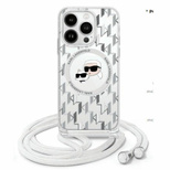 Karl Lagerfeld IML Crossbody Monogram Karl &amp; Choupette Head MagSafe Case for iPhone 16 Pro - Clear