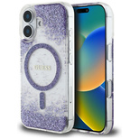 Guess HC Resin Bottom Glitter MagSafe iPhone 16 Hülle - Lila