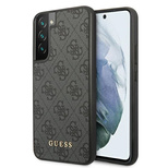 Guess GUHCS22SG4GFGR S22 S901 grau/grau Hartschalenetui 4G Metal Gold Logo