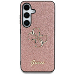 Guess Fixed Glitter Big 4G Metal Logo Case for Samsung Galaxy S25 Ultra Pink