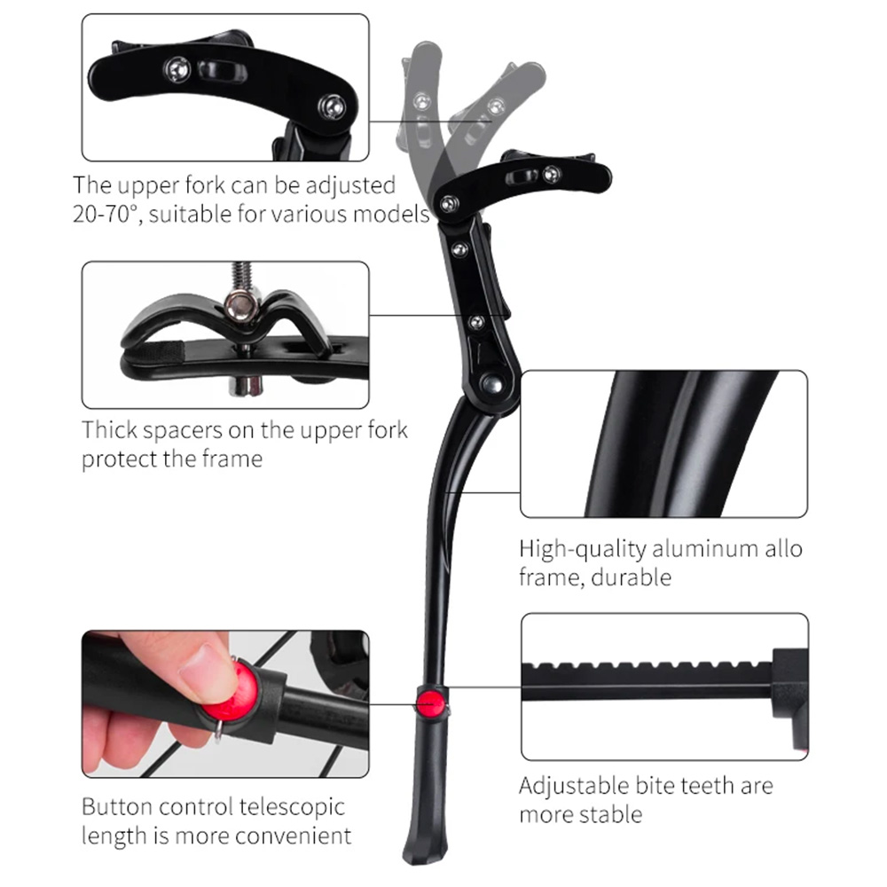 Adjustable angle of the Rockbros JC1005BK foldable bicycle stand