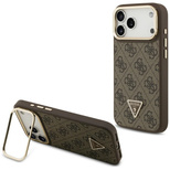 Etui Guess 4G PU Triangle Logo & Stand Camera Magsafe na iPhone 17 Pro Max - brązowe