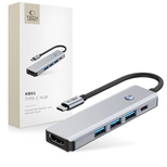 Tech-Protect HB01 HUB Adapter 5in1 USB-C + USB3.0 + HDMI 4K 60Hz + PD100W - gray