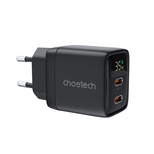 Choetech PD6051 USB-C USB-C PD 35W GaN Wandladegerät mit Display – Schwarz