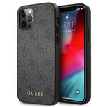 Guess 4G Metal Gold Logo Case für iPhone 12 / 12 Pro - Grau