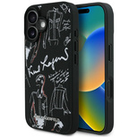 Karl Lagerfeld Grained Pattern &amp; Logo MagSafe Case for iPhone 16 - Black