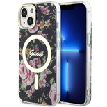 Guess Flower MagSafe case for iPhone 14 - black