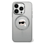 Karl Lagerfeld IML Metal Karl Head MagSafe Hülle für iPhone 16 Plus – Schwarz