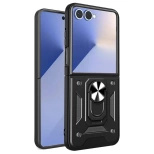 Hybrid Armor Camshield Panzerhülle mit Ständer und Kameraabdeckung für Samsung Galaxy Z Flip 7 - Schwarz