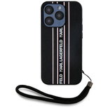 Karl Lagerfeld Saffiano Athleisure Stripes Cord iPhone 15 Pro Max Case - Pink