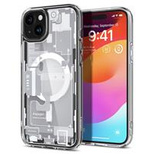 Spigen Ultra Hybrid Mag Case mit MagSafe für iPhone 15 Plus – Weiß (Zero One Pattern)