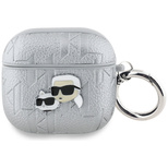 Karl Lagerfeld Monogram Karl &amp; Choupette Head case for AirPods 4 - silver