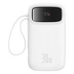 Baseus QPow 2 20000mAh 30W Powerbank mit 2 integrierten USB-C-Kabeln - Weiß