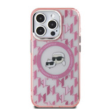 Karl Lagerfeld IML Monogram Karl &amp; Choupette Head MagSafe Case for iPhone 16 Pro Max - Pink