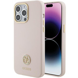 Etui Guess Silicone Logo Strass 4G do iPhone 15 Pro Max - różowe