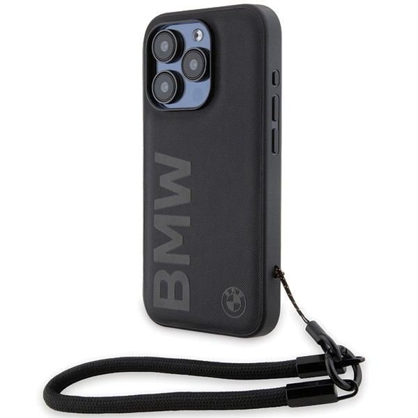 BMW Signature Leather Wordmark Cord case for iPhone 15 Pro Max 