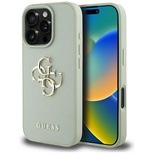 Guess Grained Big 4G Logo Small Classic Logo Hülle für iPhone 16 Pro - Grün