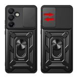 Hybrid Armor Camshield with Camera Cover and Metal Ring for Samsung Galaxy S25+ - Black