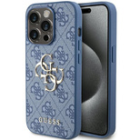 Guess 4G Big Metal Logo Hülle für iPhone 15 Pro Max – Blau