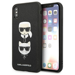 Karl Lagerfeld Saffiano Karl&amp;Choupette Head case for iPhone X/XS - black