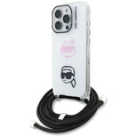 Karl Lagerfeld IML Crossbody Karl&amp;Choupette Head Case für iPhone 16 Pro Max – Weiß