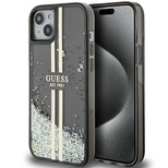 Guess Liquid Glitter Gold Stripes case for iPhone 15 / 14 / 13 - black