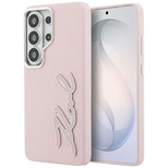 Karl Lagerfeld Schutzhülle mit genarbtem Logo aus Metallharz für Samsung Galaxy S26 Ultra – Pink