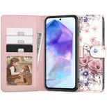 Etui Tech-Protect Wallet na Samsung Galaxy A55 5G - różowe kwiaty